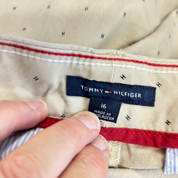 Tommy Hilfiger Hampton Tan "H" Pattern Stretch Slim Leg Chino Pants Size 16 - Picture 10 of 16